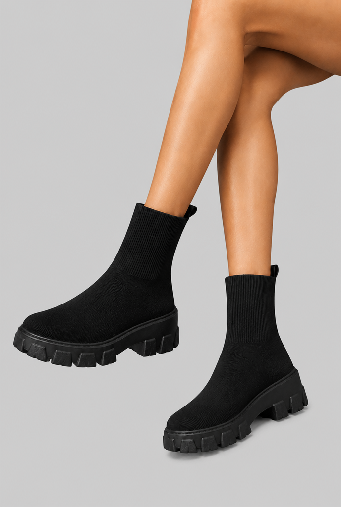 Stivali Calzino Donna Elasticizzati Suola Chunky Platform