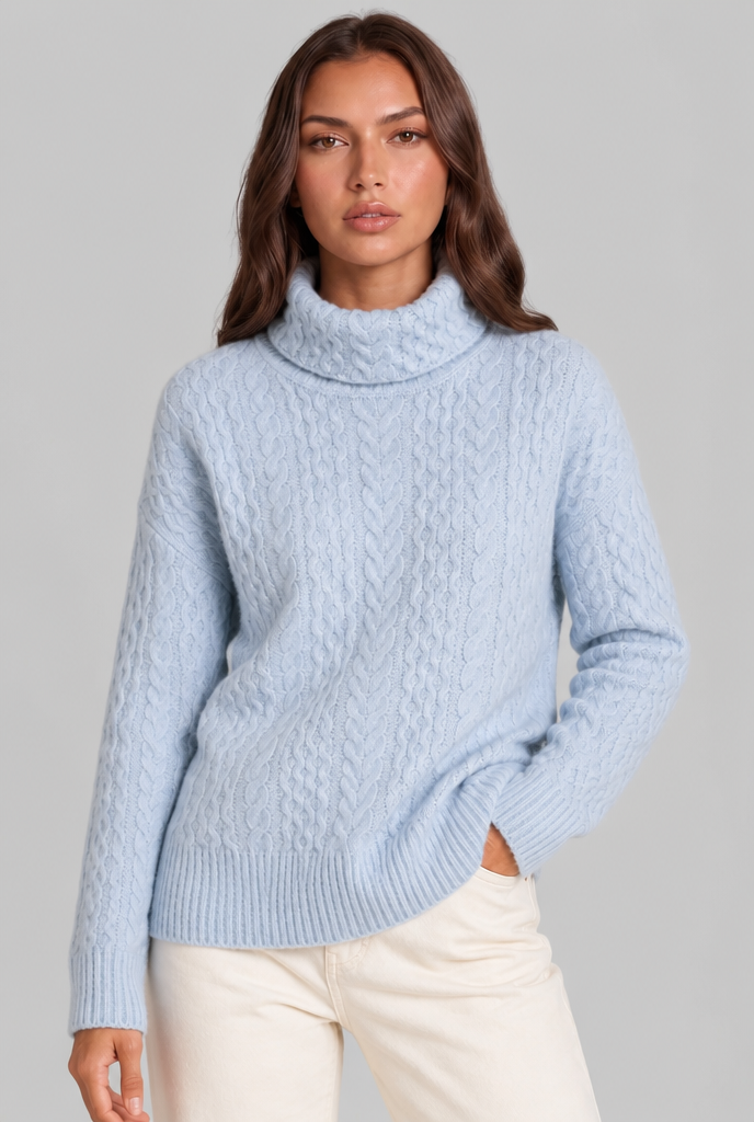 Maglione Donna Dolcevita Oversize in Maglia a Trecce