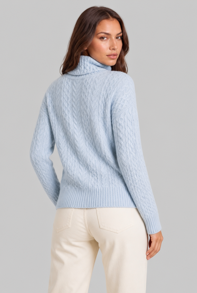 Maglione Donna Dolcevita Oversize in Maglia a Trecce