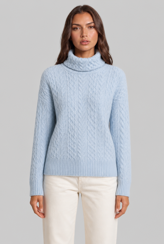 Maglione Donna Dolcevita Oversize in Maglia a Trecce
