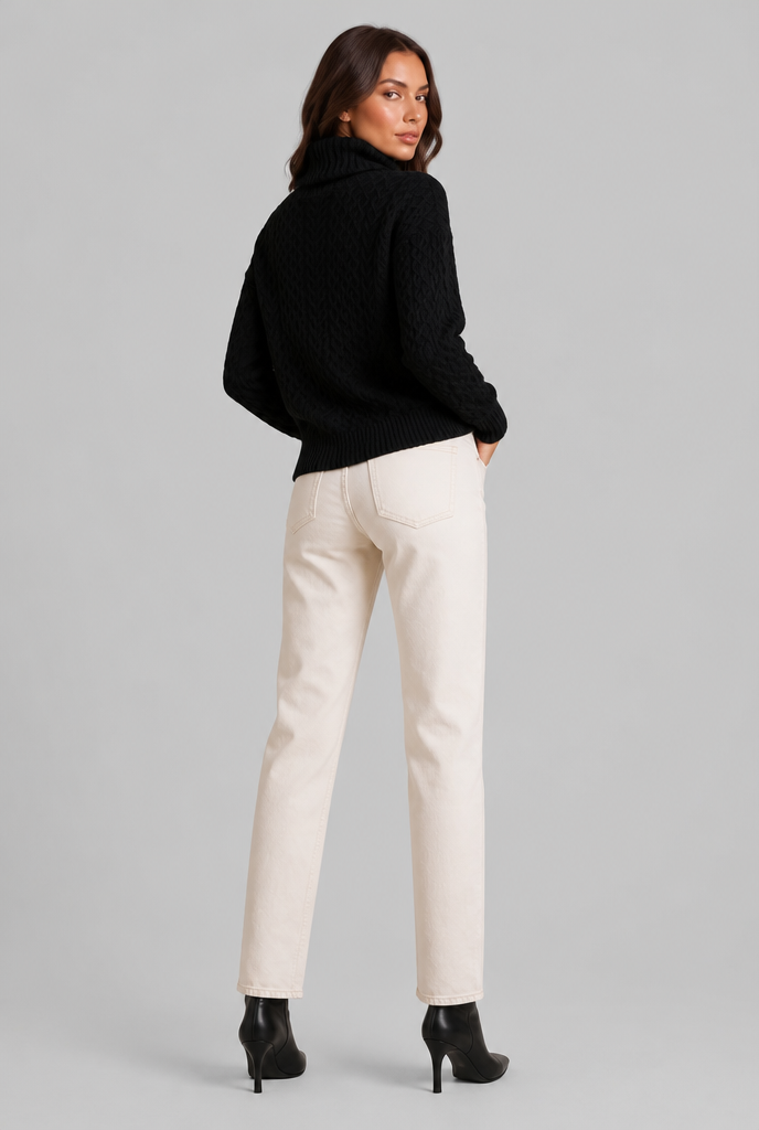 Maglione Donna Dolcevita Oversize in Maglia a Trecce