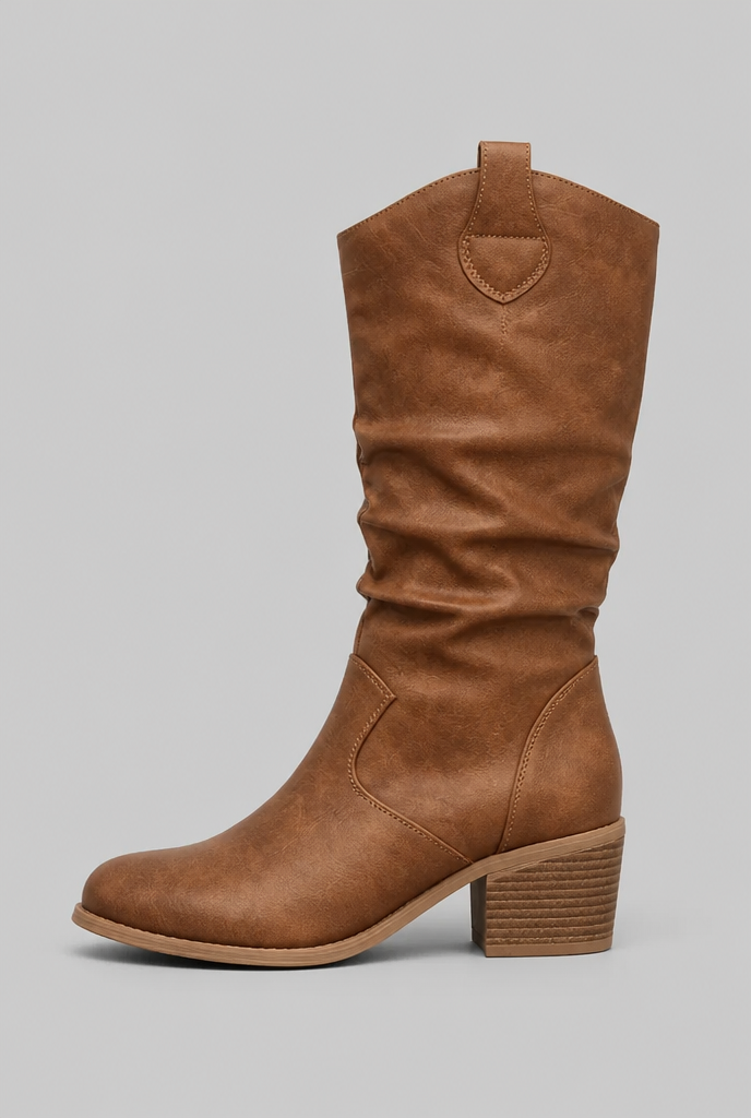 Stivali Camperos Donna Slouchy in Pelle Cuciture Western