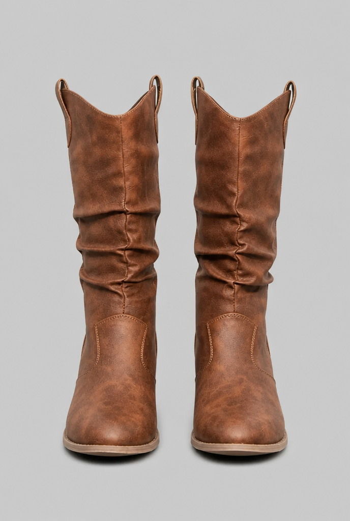 Stivali Camperos Donna Slouchy in Pelle Cuciture Western