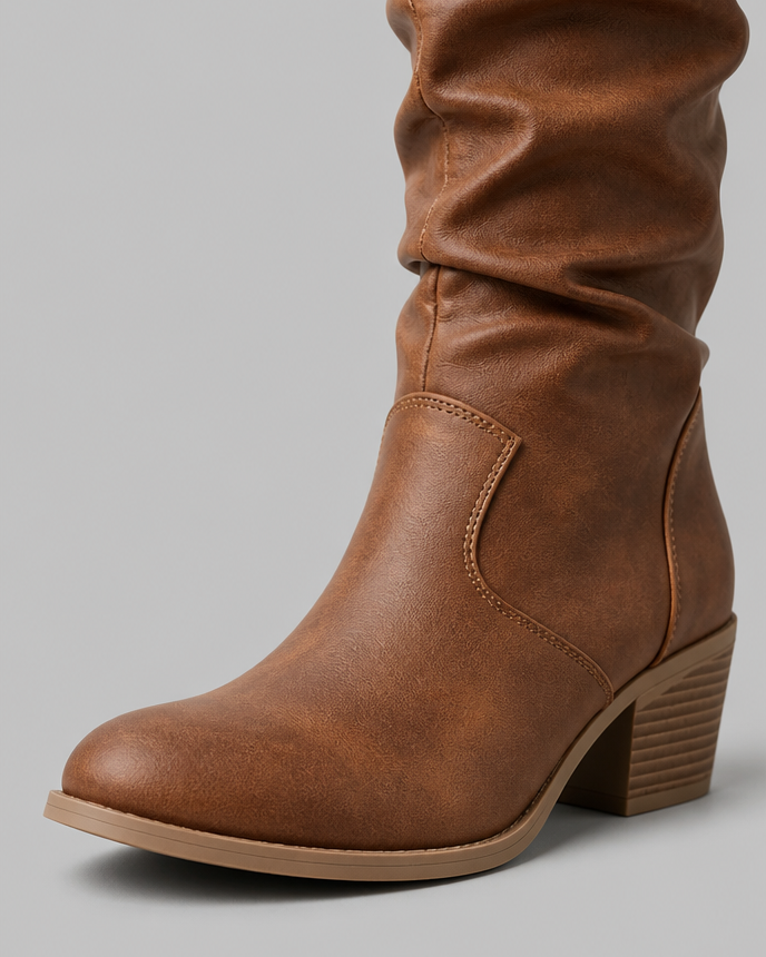 Stivali Camperos Donna Slouchy in Pelle Cuciture Western
