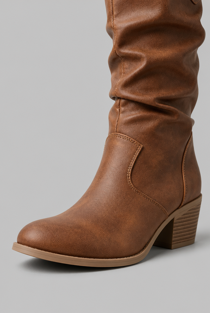 Stivali Camperos Donna Slouchy in Pelle Cuciture Western