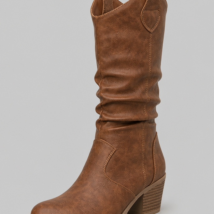 Stivali Camperos Donna Slouchy in Pelle Cuciture Western