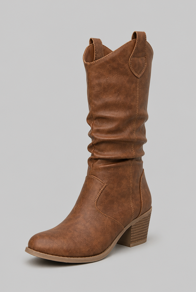 Stivali Camperos Donna Slouchy in Pelle Cuciture Western
