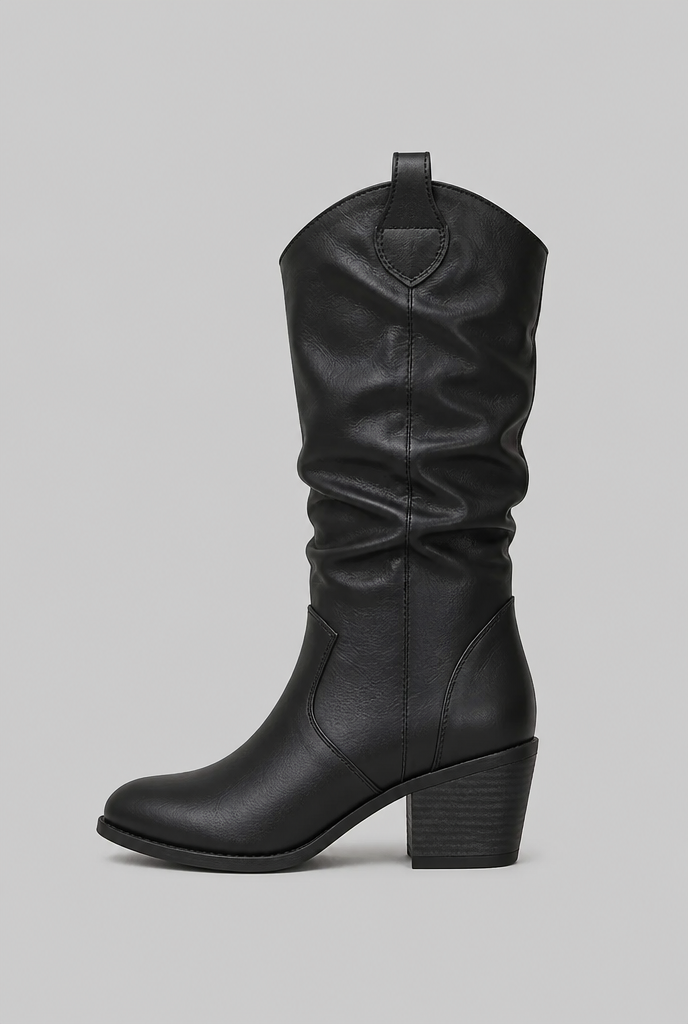 Stivali Camperos Donna Slouchy in Pelle Cuciture Western