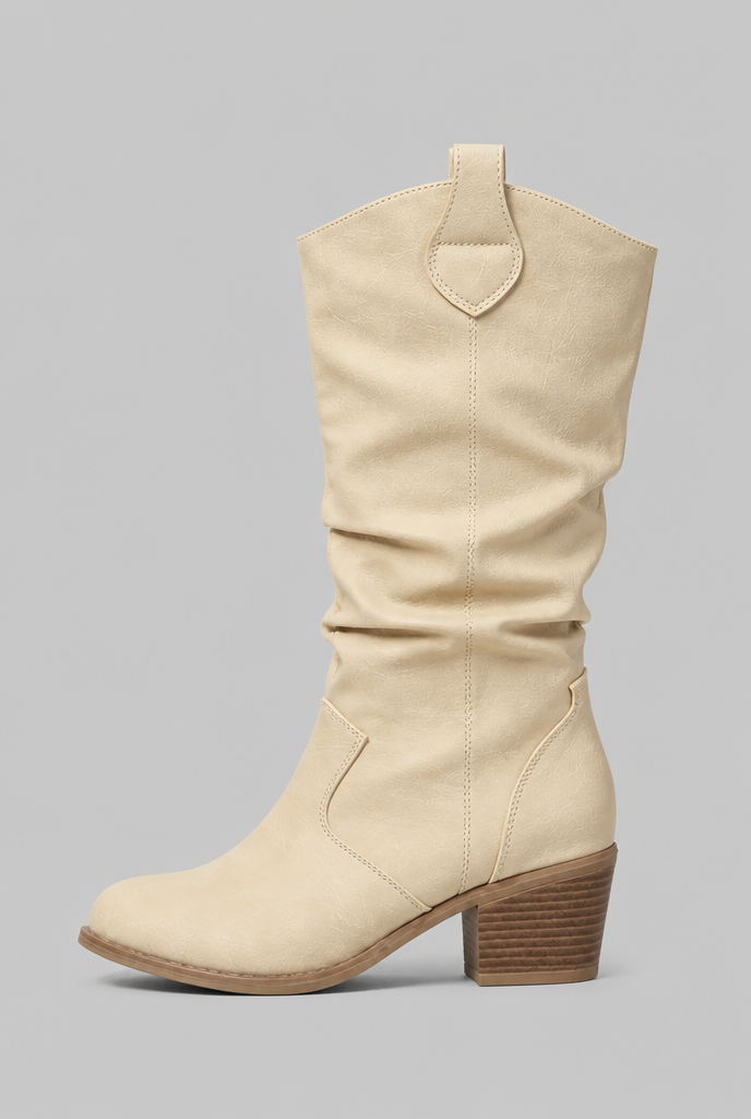 Stivali Camperos Donna Slouchy in Pelle Cuciture Western