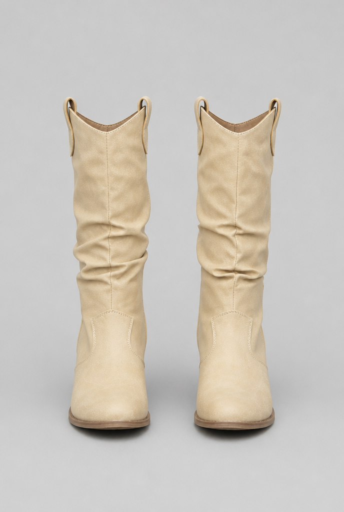 Stivali Camperos Donna Slouchy in Pelle Cuciture Western