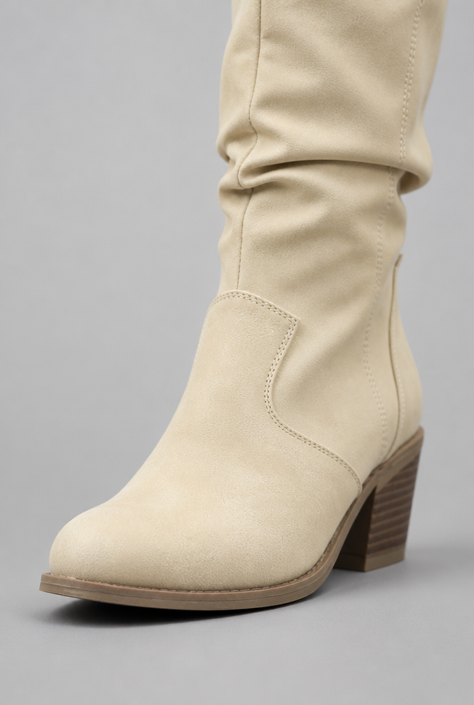 Stivali Camperos Donna Slouchy in Pelle Cuciture Western