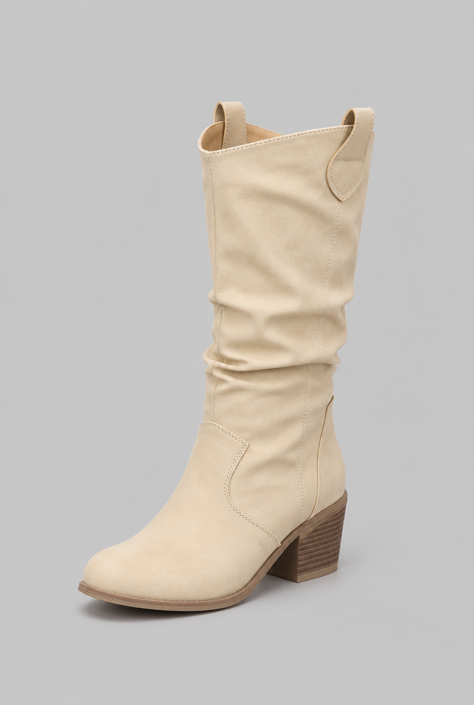 Stivali Camperos Donna Slouchy in Pelle Cuciture Western
