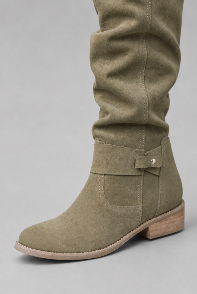 Stivali Donna Slouchy al Ginocchio in Camoscio con Fibbia