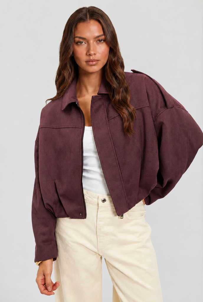 Giacca Donna in Camoscio Oversize Corta Maniche Ampie