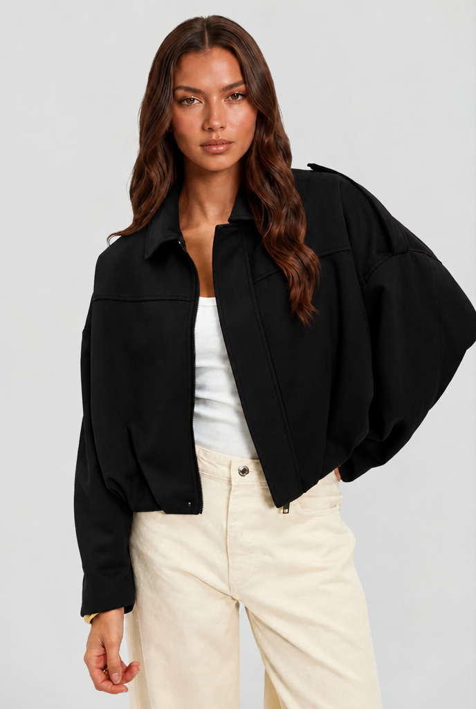 Giacca Donna in Camoscio Oversize Corta Maniche Ampie