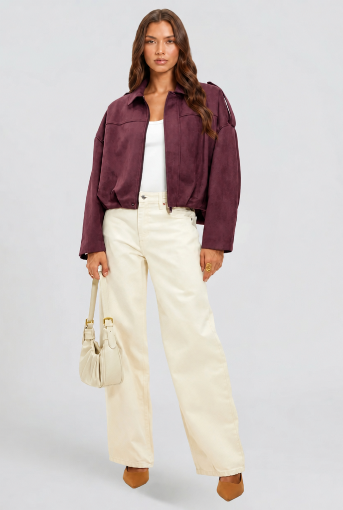 Giacca Donna in Camoscio Oversize Corta Maniche Ampie