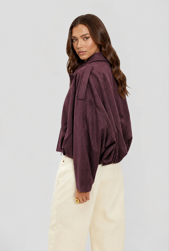 Giacca Donna in Camoscio Oversize Corta Maniche Ampie