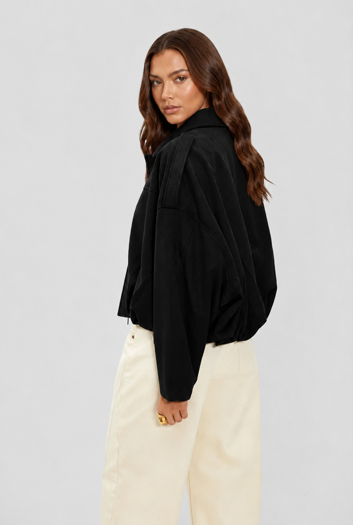 Giacca Donna in Camoscio Oversize Corta Maniche Ampie