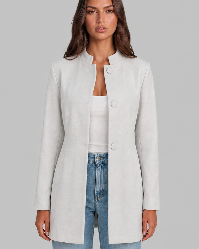 Cappotto Donna Sartoriale Corto Monopetto Collo Alto
