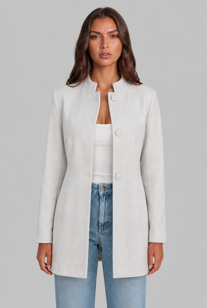 Cappotto Donna Sartoriale Corto Monopetto Collo Alto