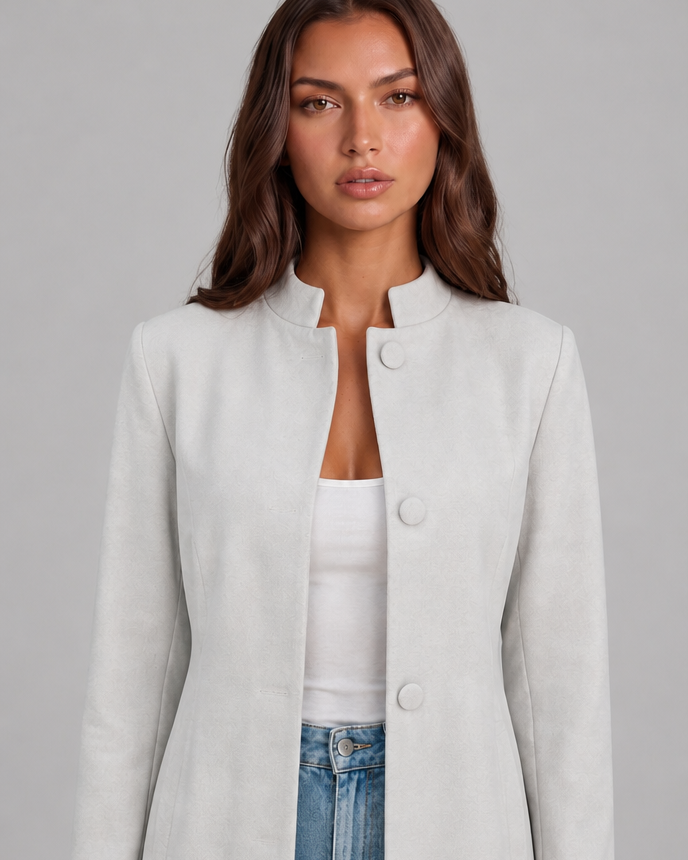 Cappotto Donna Sartoriale Corto Monopetto Collo Alto