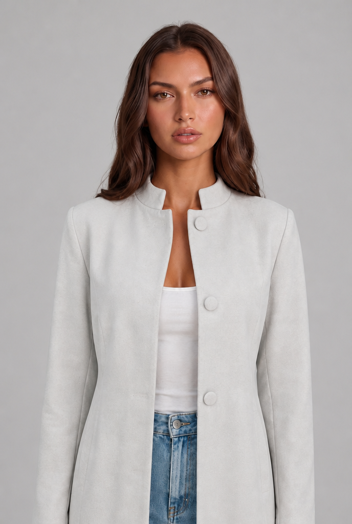 Cappotto Donna Sartoriale Corto Monopetto Collo Alto