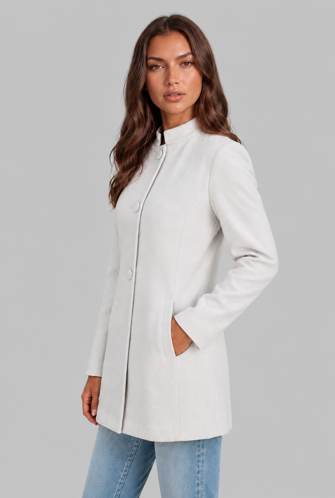 Cappotto Donna Sartoriale Corto Monopetto Collo Alto