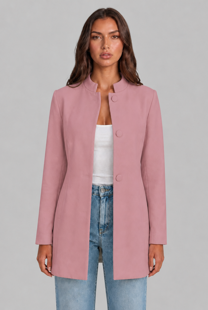 Cappotto Donna Sartoriale Corto Monopetto Collo Alto
