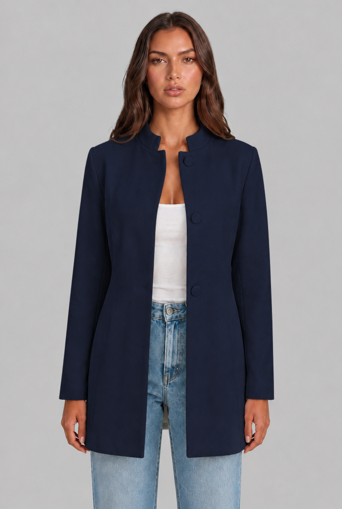 Cappotto Donna Sartoriale Corto Monopetto Collo Alto