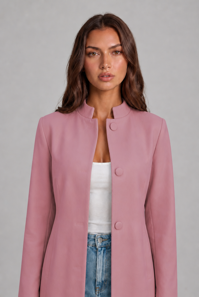 Cappotto Donna Sartoriale Corto Monopetto Collo Alto