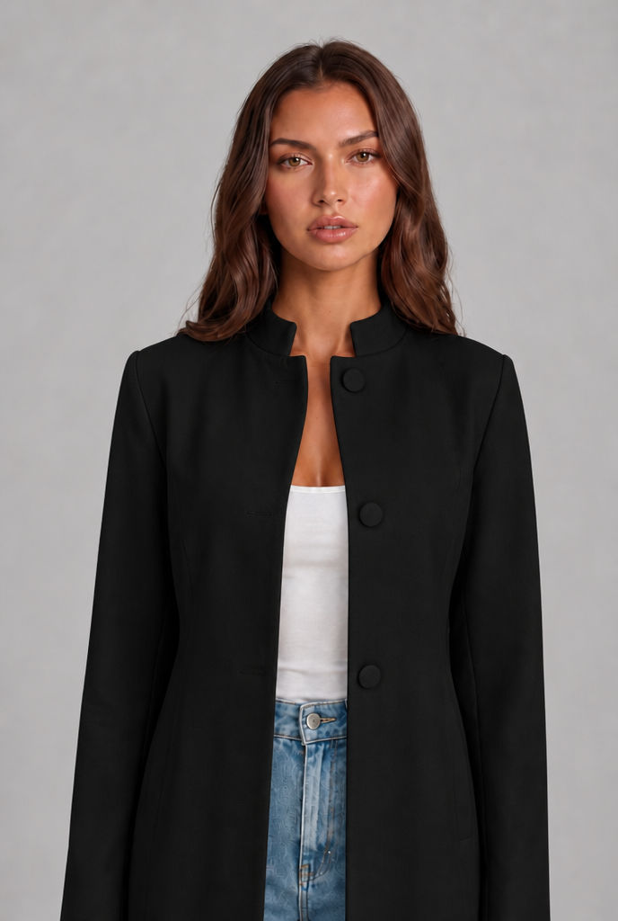 Cappotto Donna Sartoriale Corto Monopetto Collo Alto