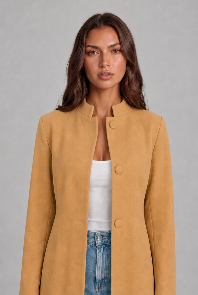 Cappotto Donna Sartoriale Corto Monopetto Collo Alto
