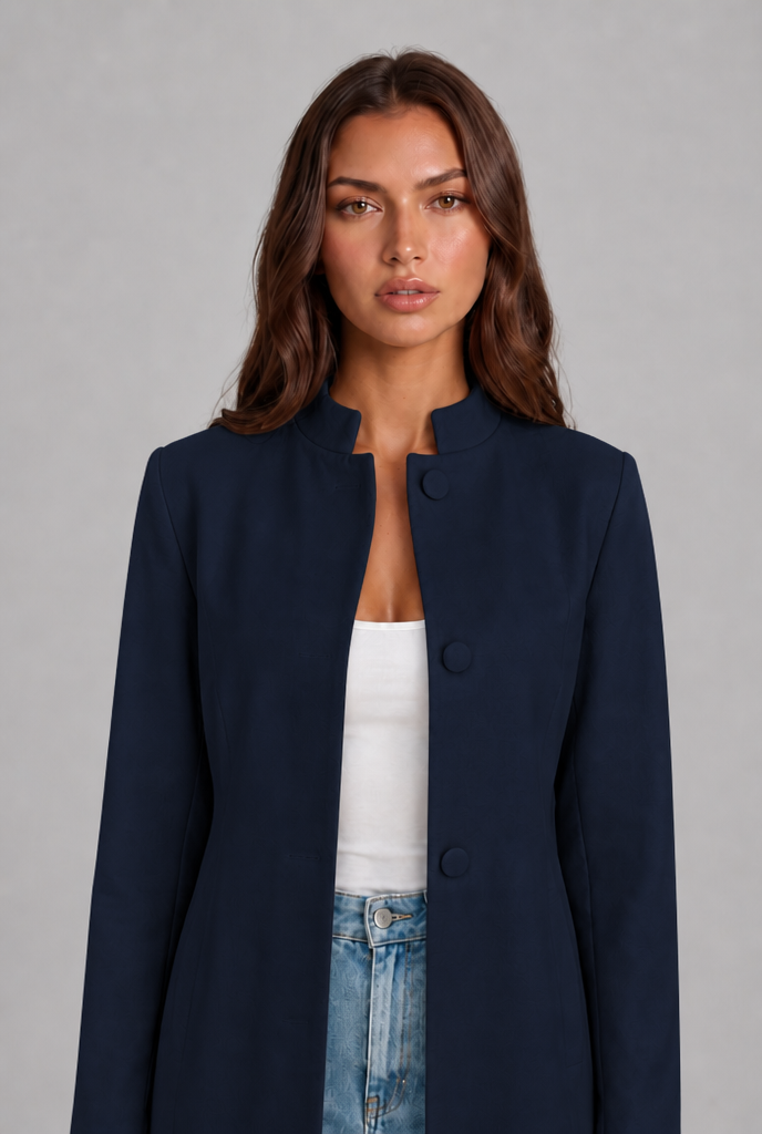Cappotto Donna Sartoriale Corto Monopetto Collo Alto