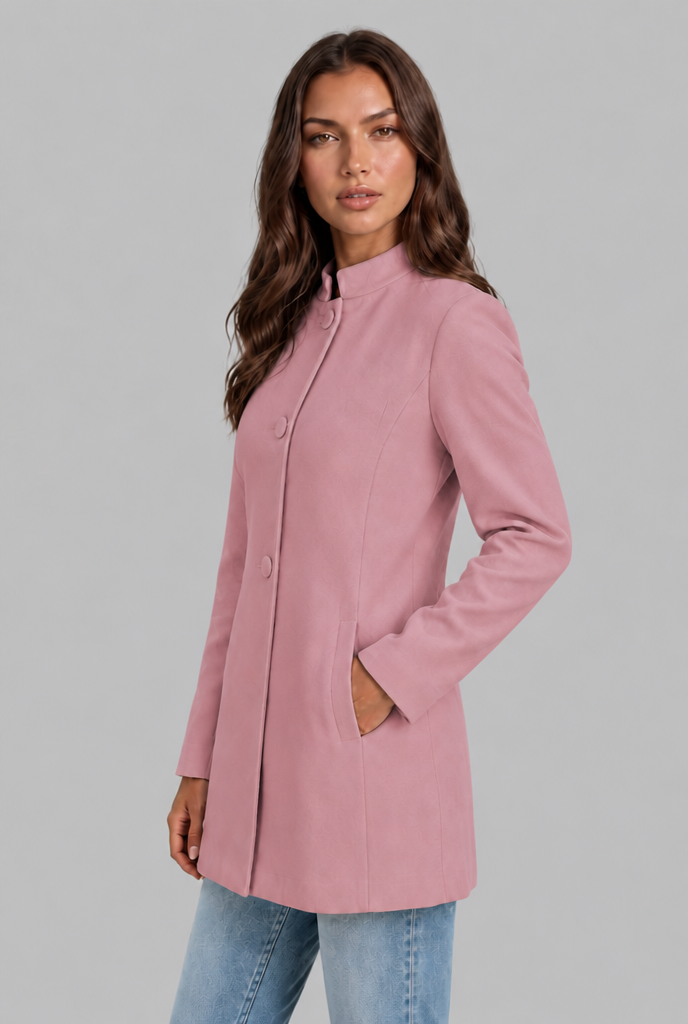 Cappotto Donna Sartoriale Corto Monopetto Collo Alto