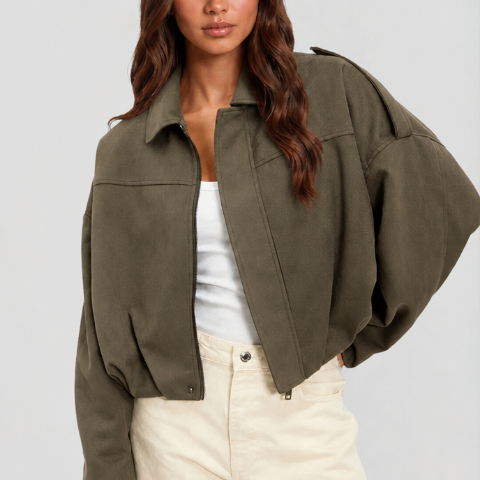 Giacca Donna in Camoscio Oversize Corta Maniche Ampie