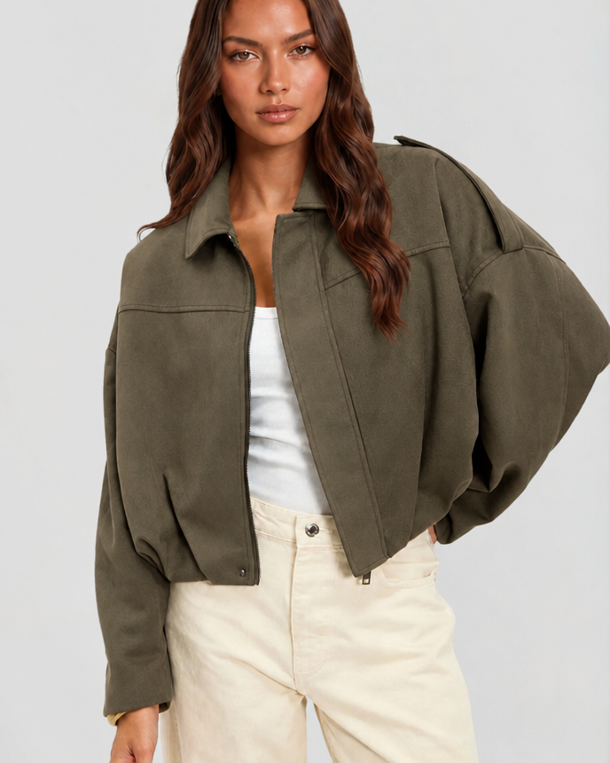 Giacca Donna in Camoscio Oversize Corta Maniche Ampie