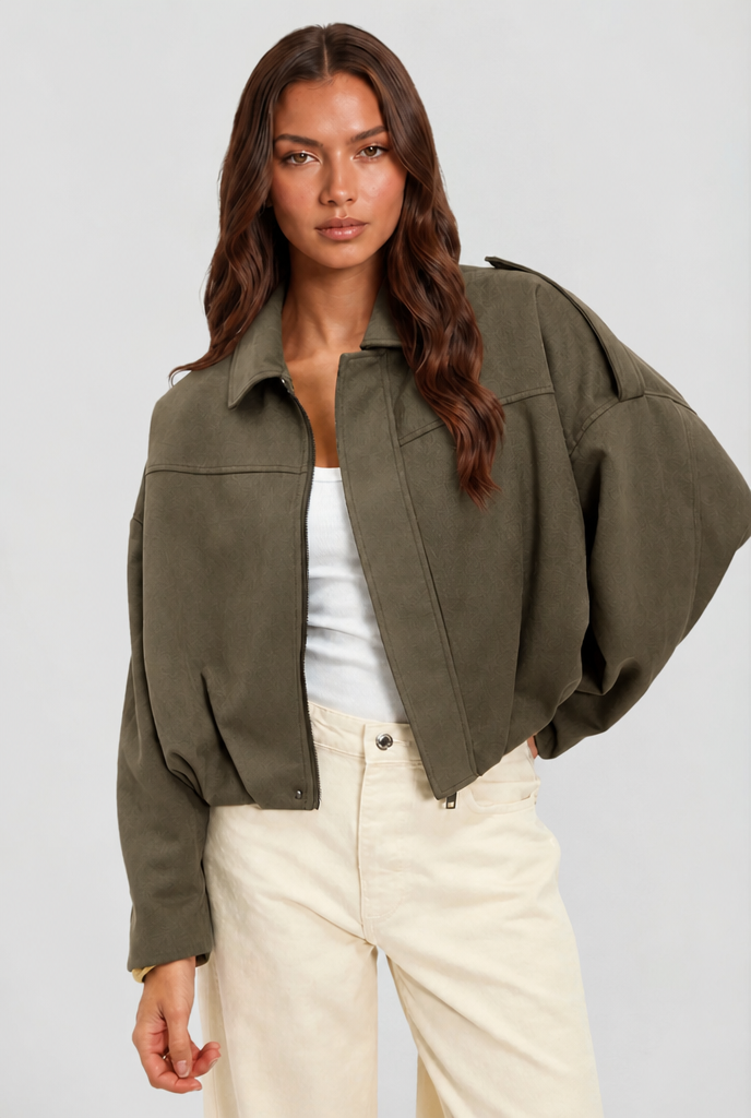 Giacca Donna in Camoscio Oversize Corta Maniche Ampie