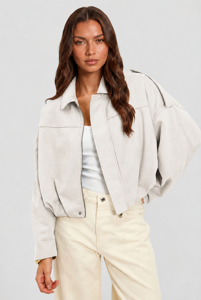 Giacca Donna in Camoscio Oversize Corta Maniche Ampie