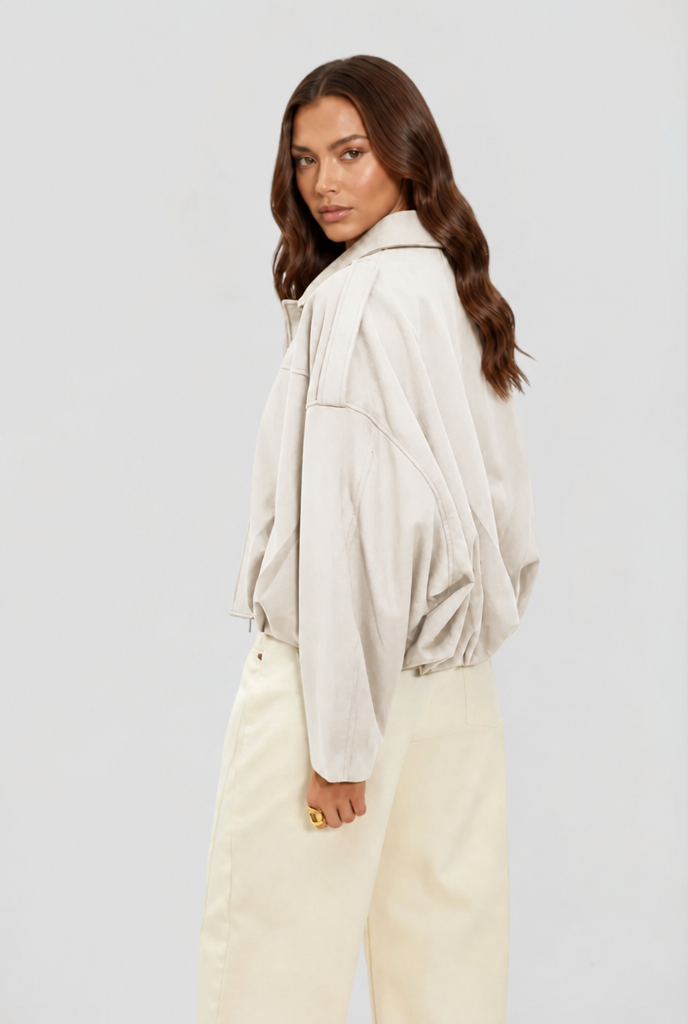 Giacca Donna in Camoscio Oversize Corta Maniche Ampie