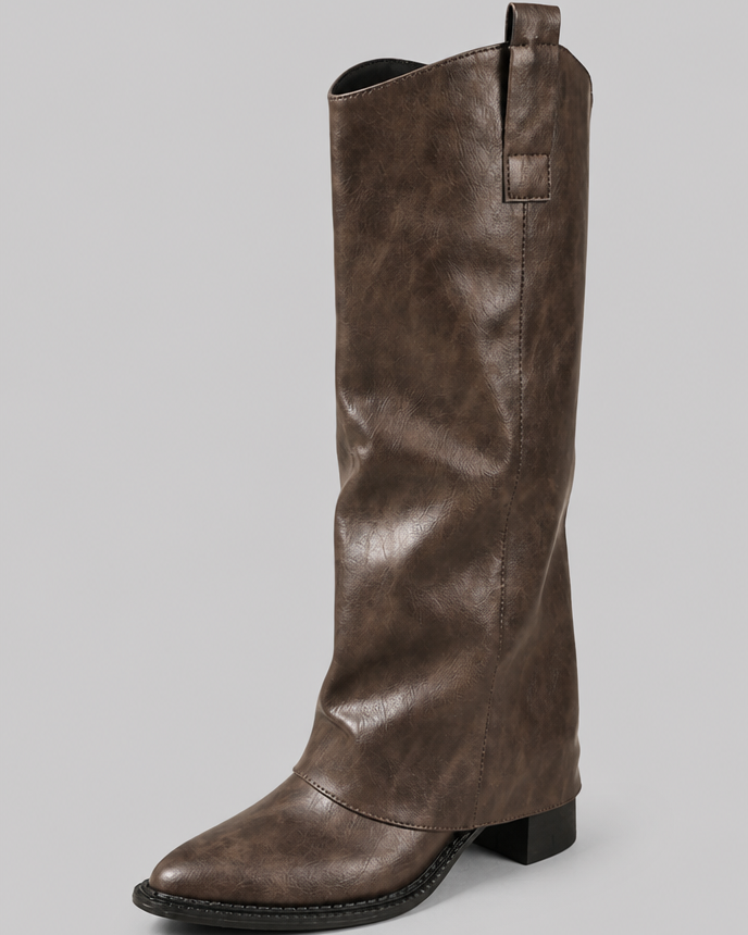 Stivali Donna Slouchy al Ginocchio Effetto Pelle Vissuto