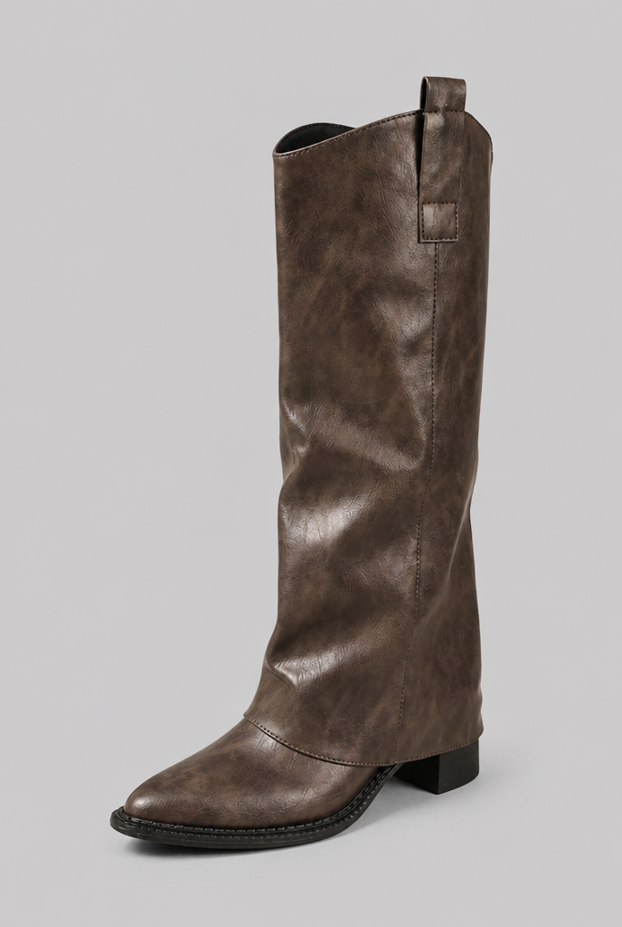 Stivali Donna Slouchy al Ginocchio Effetto Pelle Vissuto