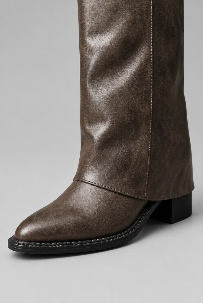 Stivali Donna Slouchy al Ginocchio Effetto Pelle Vissuto
