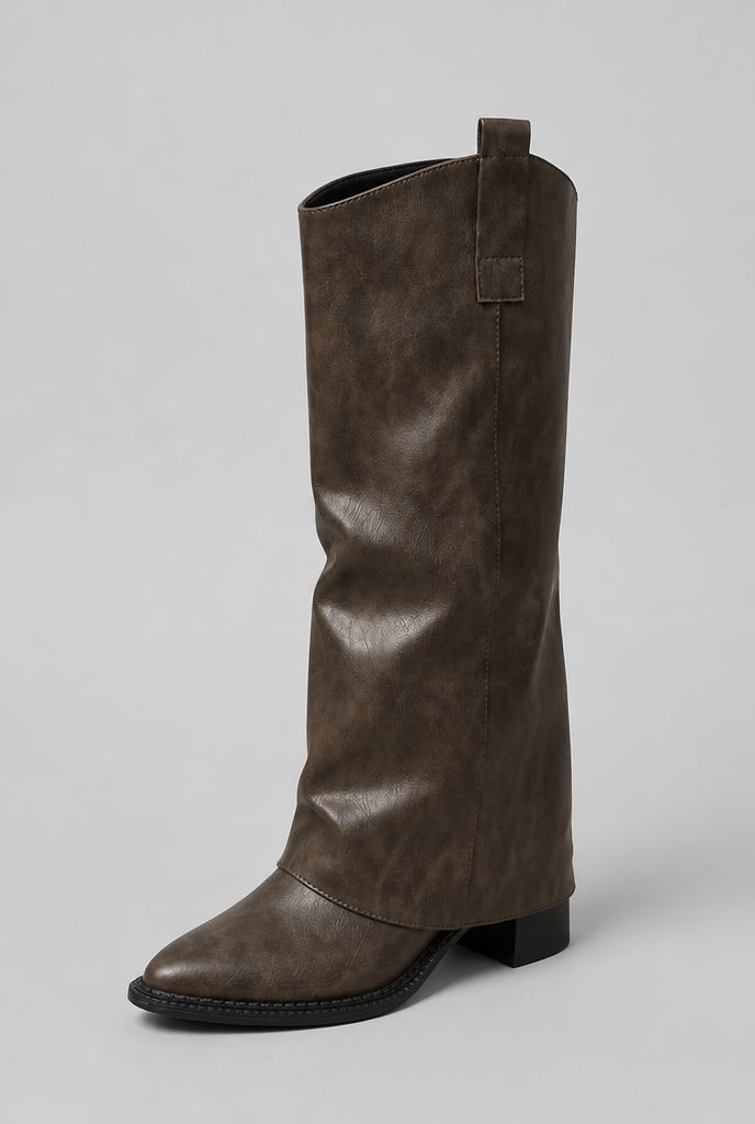 Stivali Donna Slouchy al Ginocchio Effetto Pelle Vissuto