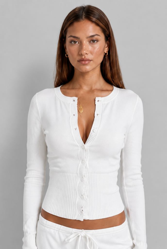 Completo Donna Cardigan a Coste Aderente e Pantaloni Gamba Ampia