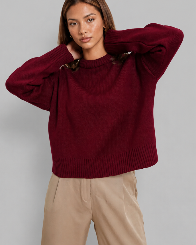 Maglione Donna Oversize Girocollo Boxy Spalle Scese