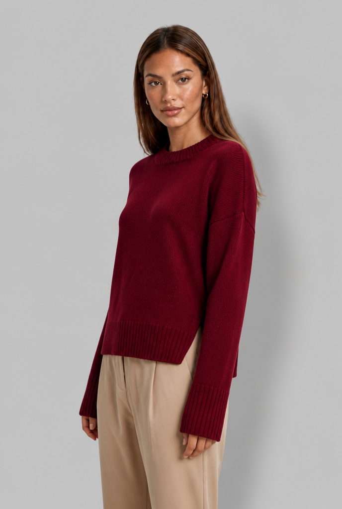 Maglione Donna Oversize Girocollo Boxy Spalle Scese