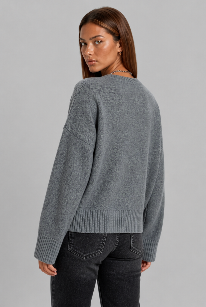 Maglione Donna Oversize Girocollo Boxy Spalle Scese