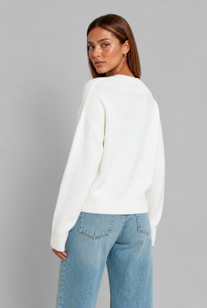 Maglione Donna Oversize Girocollo Boxy Spalle Scese
