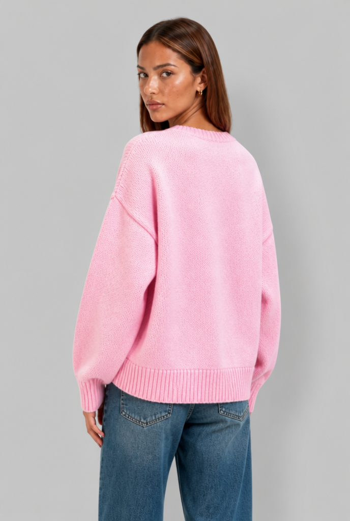 Maglione Donna Oversize Girocollo Boxy Spalle Scese