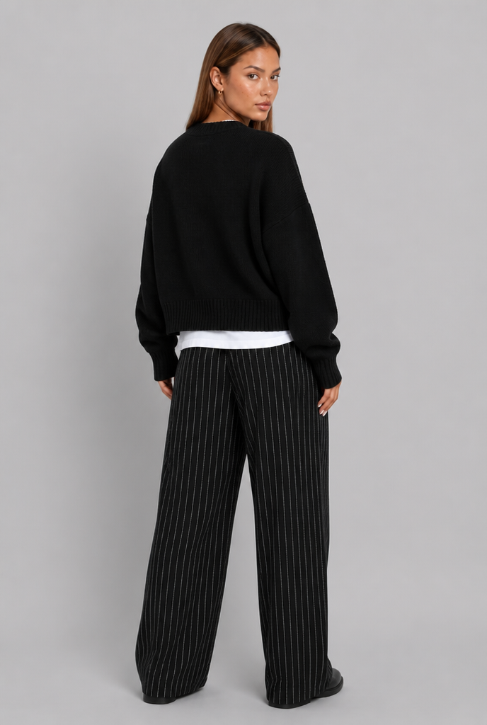 Maglione Donna Oversize Girocollo Boxy Spalle Scese